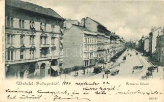 1899 Budapest IX. Ferenc körút, villamosok,