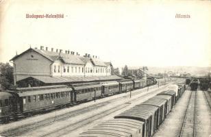 Budapest XI. Kelenföld, vasútállomás vonatokkal. Kiadja Özv. Chvála Józsefné (EK)