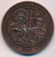 Lebó Ferenc (1960-) 1997. "Géza fejedelem halálának 1000. évfordulójára" Br emlékérem (42,5mm) T:2