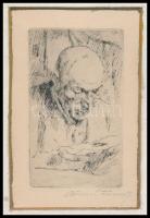 Furner jelzéssel: Olvasó ember, rézkarc, papír, paszpartuban, 9×5 cm