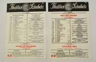 1986 Thália Színház március és április havi műsorai, 2 db plakát, 40x29,5 cm