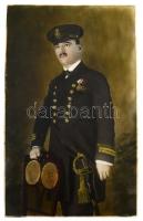 cca 1910-1920 Hajóskapitány, színezett nagyméretű fotó, 41x25 cm.