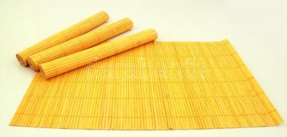 4 db sárga bambusz tányéralátét, jó állapotban, 30x45 cm