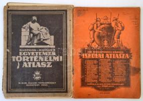 3 db vegyes állapotú atlasz - 1935 Barthos-Kurucz: Egyetemes Történelmi Atlasz(firkás, ragasztott, h...