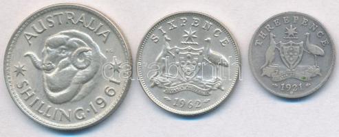 Ausztrália 1921M 3p Ag "V. György" + 1961. 1Sh Ag + 1962. 6p Ag "II. Erzsébet" T...