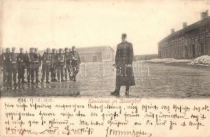 Exercieren im Kasernhof. Verlag von Alex J. Klein Nr. 52. / K.u.K. military exercises in the military barracks (EK)