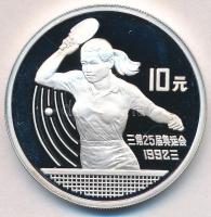 Kína 1991. 10Y Ag "Barcelona Olimpia 1992 - Asztalitenisz" T:PP China 1991. 10 Yuan Ag "Barcelona Olympics 1992 - Table Tennis" C:PP