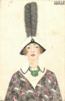 Lady in feather hat, B.K.W.I. 481-6. s: Mela Koehler (EB)