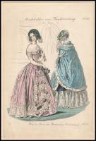 cca 1880 Színházi divat, színezett acélmetszet, paszpartuban, 21,5×14,5 cm