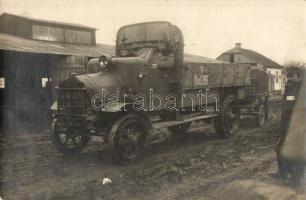 1918 Kovel, Kowel; Military barracks with 19 Kol. 286 military ammunition carrying autotruck, photo
