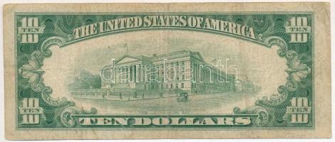 Amerikai Egyesült Államok 1953-1957. (1953A) 10$ "Silver Certificate - kisméretű", kék pec...