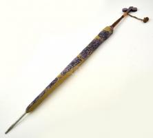 Régi esernyő, díszes art deco fogantyúval, h: 80 cm