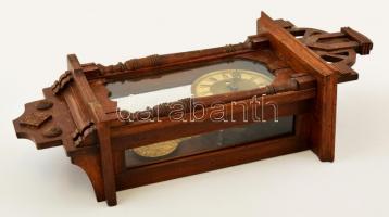 XIX. század vége: Falióra. 8 napos, ingás szerkezettel, rugóhuzamú, öntött ingával. Feles ütős, jó á...