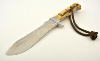 Német Puma White Hunter vadásztőr. Jelzett, eredeti bőr tokban (tok kissé dohos) / Original Puma White Hunter dagger with original leather case 27 cm