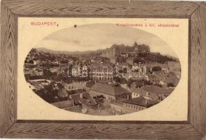 Budapest I. Krisztinaváros a királyi várpalotával, látkép, Art Nouveau keret (kis szakadás / small tear)