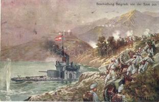 Beschiessung Belgrads von der Sava / K.u.K. Kriegsmarine, Bombardment of Belgrade from the Sava s: F. Höllerer