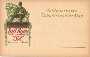 K.u.k. Infanterie Regiment Erzherzog Friedrich No. 52.; Tábori Levelezőlap Az özvegyek és árvák javára / K.u.K. Feldpostkarte