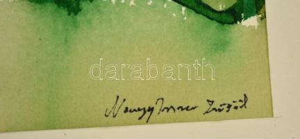 Nagy jelzéssel: Akt háttal. Akvarell, papír, 21×32 cm