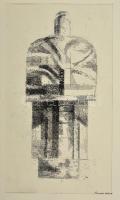 Konecsni jelzéssel: Figura. Kollázs, papír, 37×22 cm