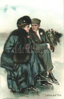 Liebe auf Eis / Romantic ice skating couple, 20454. s: Clarence F. Underwood