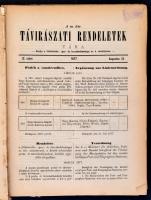 1877 a Távirászati rendeletek tára / Távirászati Közlemények több lapszáma egybefűzve, megviselt, hi...