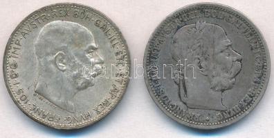 Ausztria 1894-1913. 1K Ag "Ferenc József" (2x) T:2,2- Austria 1894-1913. 1 Corona Ag "Franz Joseph" (2x) C:XF,VF