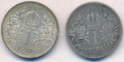 Ausztria 1894-1913. 1K Ag "Ferenc József" (2x) T:2,2-
Austria 1894-1913. 1 Corona Ag &quo...