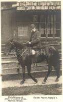 Kaiser Franz Joseph on horseback. Hofphotograph Artur Floeck. Wien