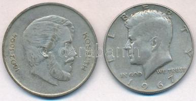 Vegyes: 1947. 5Ft Ag "Kossuth" + Amerikai Egyesült Államok 1967. 1/2$ Ag "Kennedy" T:2,2-
