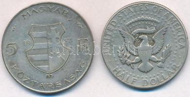 Vegyes: 1947. 5Ft Ag "Kossuth" + Amerikai Egyesült Államok 1967. 1/2$ Ag "Kennedy&quo...