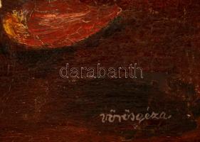 Vörös jelzéssel: Virágcsendélet. Olaj, karton, keretben,   49×40 cm