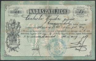 1908 Vadászjegy / Vadászati jegy / Hunter licence