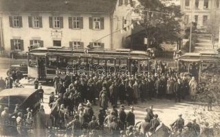 1927 Haunstette, Eröffnungsfahrt Augsburger Local Strassenbahn / inauguration ceremony of the Augsburger tram. Hans Eisele Photograph, Gersthofen