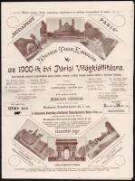 1900 Budapest Párizs Magyarok Társas Kirándulása az 1900-ik évi Párisi Világkiállításra. Képes ismertető, belépési ívvel 4+2p.