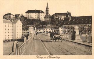 Kranj, Krainburg; street view with horse carriage + Militärpflege K.u.K. Reservespital Zavidovic