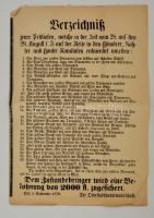 1870 Kétnyelvű rendőrségi körözvény plakát. 60x30 cm