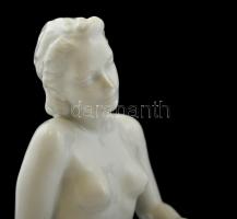 Drasche ülő női akt, fehér mázas, jelzett, hibátlan, m:30 cm
