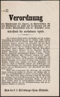 1858 Rendelet a tiltott szerencsejátékokról. Hirdetmény / 1858 Order about the banned gambling 40x35...