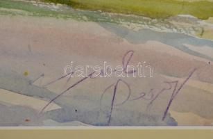 Olvashatatlan jelzéssel: Oktogon. Akvarell, papír, 40×58 cm