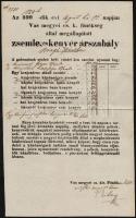 1854 Vas megye zsemle és kenyér árszabály hirdetmény 22x34 cm