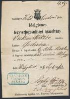 1868 Ideiglenes fegyverjogosultsági igazolvány / 1868 Waffen Pass- Gun licence