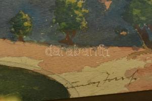 Simándy József(?-?): Tihany(1935). Akvarell, papír, üvegezett keretben, 14x20 cm