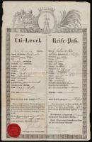 1850 Uti levél, Útlevél. Kétnyelvű, Szombathelyen kiállítva / Passport