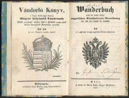 1853 Vándorló könyv kertész részére több bejegyzéssel, és Bécs városi igazolással