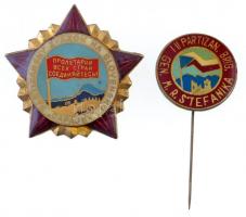 Csehszlovákia ~1970-1980. "I II Partizan. Brig. Gen. M. R. Stefanika (I. II. Partyzánské Brigády generála Milana Rastislava Štefánika)" Štefánika generális Partizán Brigádja, zománcozott fém jelvény (25,5mm) + ~1970-1980. "Partizánsky Zvazok na Slovensku - Capajev" Szlovák Partizánok Szövetsége - Csapajev zománcozott, aranyozott fém jelvény sorszámmal, "ZUKOV PRAHA 7" gyártói jelzéssel (42mm)  T:2 Czechoslovakia ~1970-1980.  "I II Partizan. Brig. Gen. M. R. Stefanika (I. II. Partyzánské Brigády generála Milana Rastislava Štefánika)" Partisan Brigad of general  Štefánika, enamelled metal badge (25,5mm) + ~1970-1980. "Partizánsky Zvazok na Slovensku - Capajev" Slovak Association of Partisans - Chapayev enamelled, gold plated metal badge with serial, with "ZUKOV PRAHA 7" makers mark (42mm) C:XF