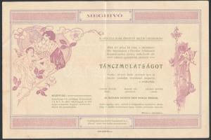 1904 Péceli ifjak önképző asztaltársasága táncmulatság meghívója