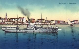 Fazana, Fasana; port with steamship
