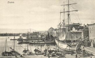 Fiume, Rijeka; Giant sailing vessel in the port, ships (Rb)
