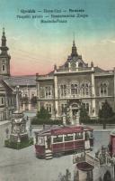Újvidék, Novi Sad; Püspöki palota, villamos Orient reklámmal / bishops palace, tram