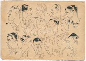 A. C. Sparta, finalista stredoevropského poháru 1935-36 / Czech football group, caricatures. Hungarian football player Kalocsay "1936 A.C. Sparta - F. K. Austria" So. Stpl (tears)